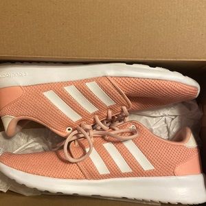 Adidas sneakers, in light pink and white, size 9 1/2 in W